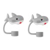2Pcs Gray Shark Silicone Straw Covers and Caps Compatible with