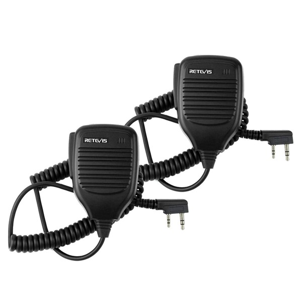 Retevis Walkie Talkies Speaker Mic 2 Pin Shoulder Speaker Compatible with Retevis RT22 RT21 RT22S H-777 RB29 RT86 RT-5R RB89 RB15 RB29 Baofeng UV-5R BF-F8HP UV-5G Plus Samcom Two Way Radios (2 Pack)