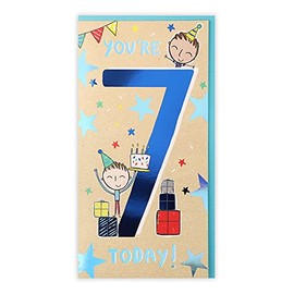 Clintons: Birthday Boy 7- Presents Birthday Card for him- 7th Birthday card for a boy