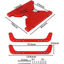 Pothyes Aluminum Chassis Armors Anti-Collision Protection Skid Plate for 1/10 Axial Capra 1.9 UTB RC Chassis Skid Plate Upgrade Kits (Red)