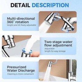 Faucet Extender, 1440° Rotatable Faucet Aerator Extension, U Shaped Faucet Extender, Sink Faucets Sprayer Attachment for Bathroom Sink/Kitchen, 2 Modes Adjustable (2)
