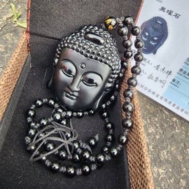 부처님 흑요석 목걸이 (WFJDS4Q) Buddha Obsidian Necklace (WFJDS4Q)