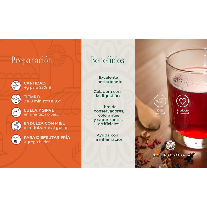 Molienda Sagrada, Tisana Divina, Infusión Frutal Artesanal, 150 g
