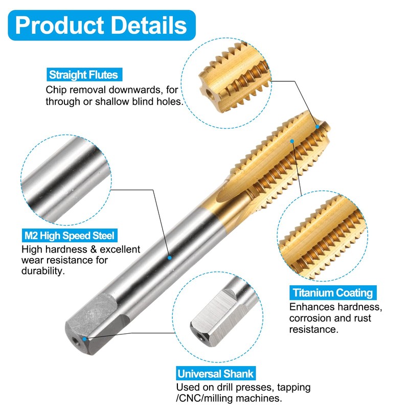 uxcell Tap and Drill Bit Set, 1pcs 5/8-11 UNC Straight