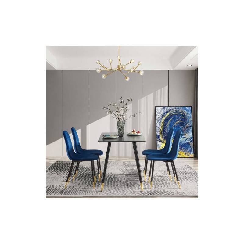 Black Modern Kitchen Dining MDF Table for Smart Home