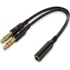 Jinshining Black Headphone Splitter for 3.5mm Female Devices Earbuds and