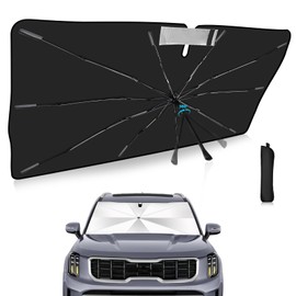 2025 Upgrade Windshield Sun Shade Umbrella Custom Fit for Kia Telluride 2020-2025 Foldable UV Protection Car Cover, Emergency Rain Shield & Dashboard Protector - Durable Auto Accessory