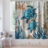 Final Friday Nautical Shower Curtain Teal Sea Turtles Theme Fabric