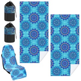 Hahafelt 2 Pack Car Seat Towel Covers with Storage Bag Seat Post Workout Sweat Washable Cover Non Slip for Car Towel for Dog Pet Workout Outdoor Sport Activities (Blue Mandala)