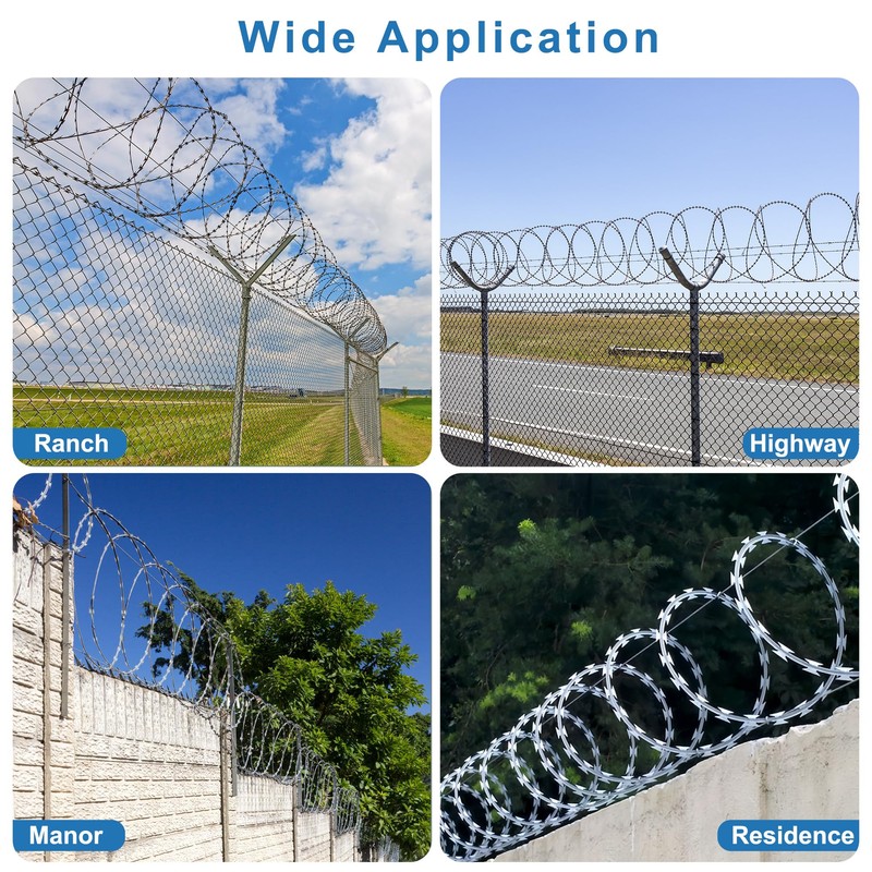 296ft Razor Wire 6 Coils Per Roll, Razor Ribbon Barbed