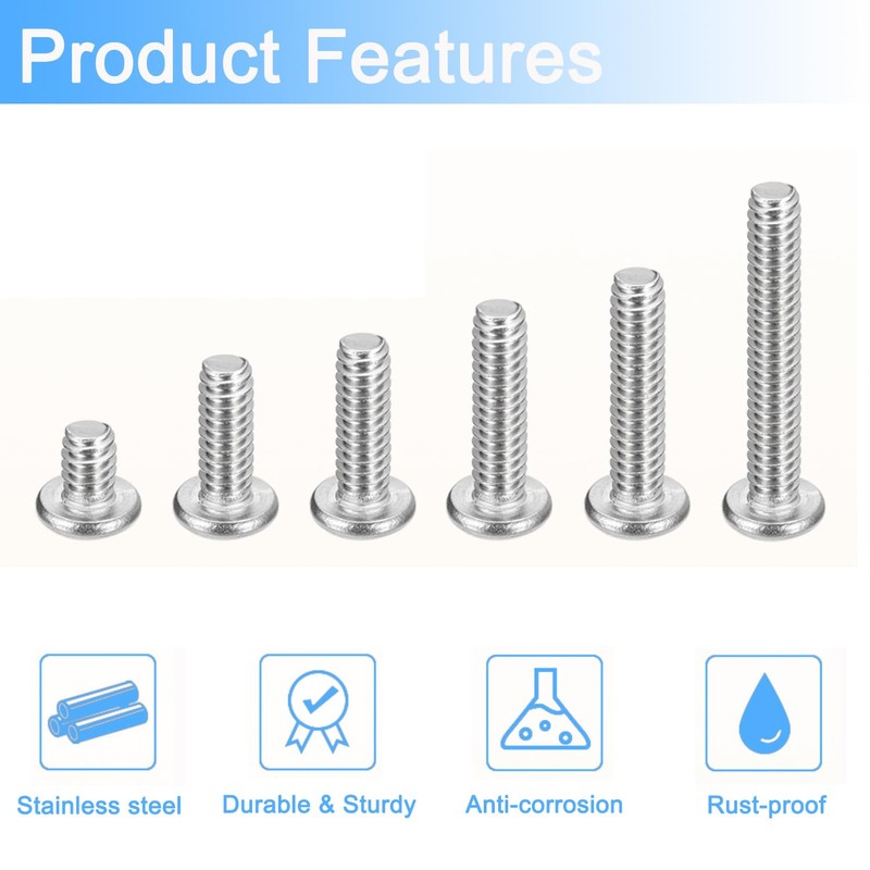 Tayffency 30Pcs M4-0.7x80mm Pan Head Machine Screws 304 Stainless Steel