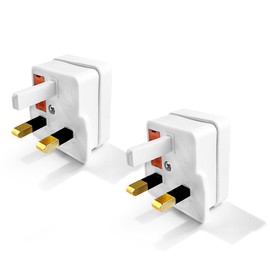 Desiretech - EU Travel Adaptor - 2 Pack - UK 3 Pin to EU 2 Pin Plug - 16A, 250V - Compact & Portable - CE Certified, Safe, Heat-Resistant - Travel Accessory for European Trips - White