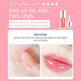 Littryee Cherry Lip Oil - Alivia Los Labios Agrietados Y Mejora El Brillo Brillo De Labios Hidratante De Larga Duración, Lápiz Labial Líquido De Color Transparente Teñido con Aceite Natural