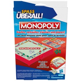 Monopoly Compact Portable Game for 2-4 Players, Travel Game for Kids, Fun Anywhere