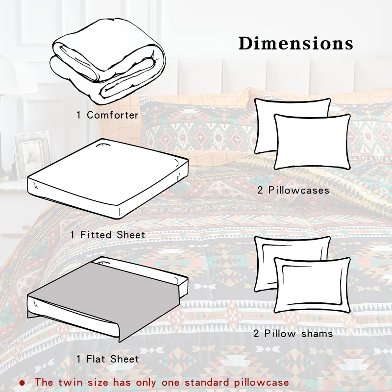 Flysheep 7 Pieces Boho Bed In A Bag Queen Size,