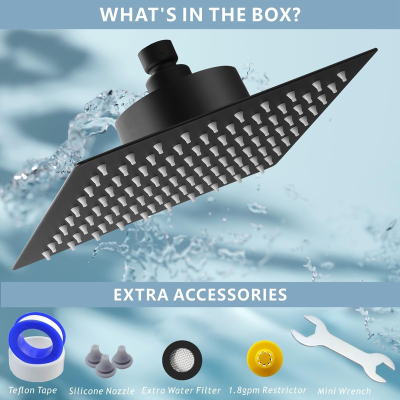 Nuodan Large Rain Shower Head with Filtered - 12" All