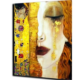PAMMUQ Paint by Numbers DIY Acrylic Painting Kit for Children & Adults Hand Painted Art Main Decoration Gift - 16 Inches x 20 Inches Gustav Klimt Golden Tear Kiss - Without Frame