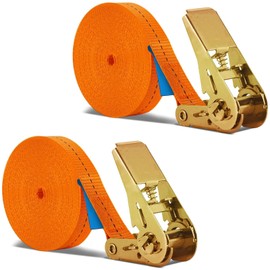 Pack of 2 10 m long lashing straps with ratchet lock, Basicon 800 kg ratchet straps, lashing straps, 25 mm wide with ratchet fastening straps, adjustable fastening straps for fixed load