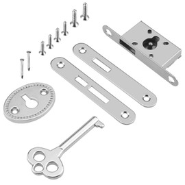 ZIUZI Full Mortise Mini Antique Cabinet Decorative Lock, Vintage Spring Jewelry Box Lock for Cabinet, Wardrobe, Drawer, Cupboard, Wooden Boxes - Nickel