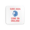 Come on England red text with blue lion, football coaster,