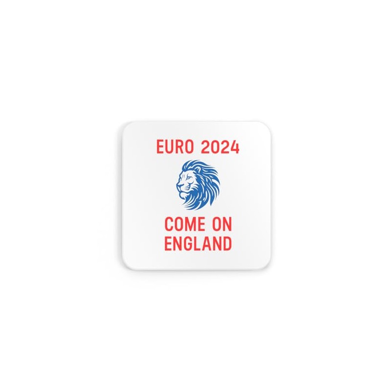 Come on England red text with blue lion, football coaster,