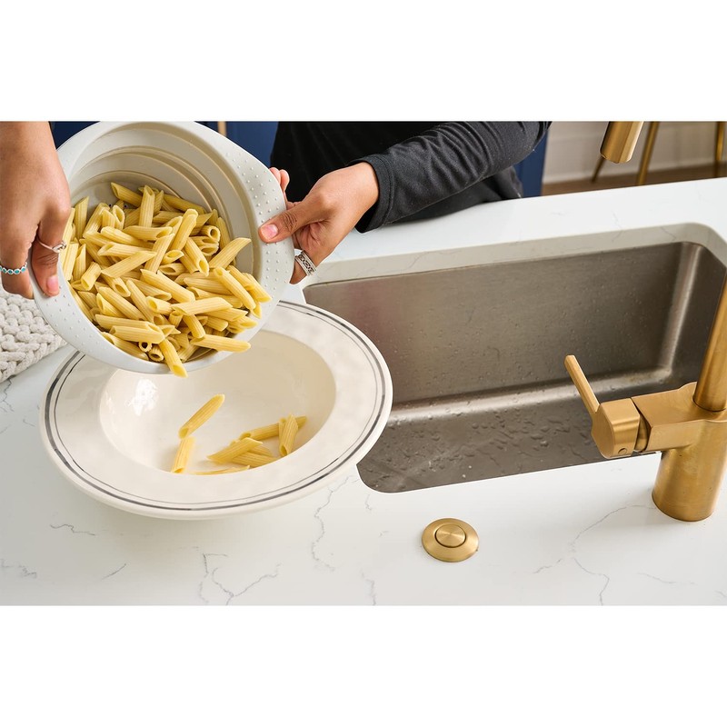 Mud Pie Pasta Bowl and Silicone Strainer Set, Off-White, 3"