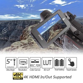 Fotga A50TL 5 inch DSLR On Camera Touch Screen Video Field Monitor HD 1920x1080 3D LUT, Support 4K HDMI Input Output & Dual NP-F550 NP-F970 F570 F550 Battery Plate for DSLR Mirrorless Cinema Camera