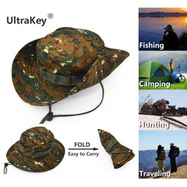 UltraKey Boonie Hat Classic Bush Hats Sun Hats Bucket Caps Army Style, green