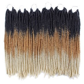 QRH Faux Locs Crochet Hair 6Packs Goddess Gypsy Locs Crochet Hair 20Inch Pre Looped Straight Soft Faux Locs Dreadlock Crochet Braids Hair Extensions (20inch, Straight 1B/30/613)