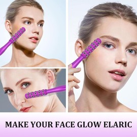 Uplift Face Roller – 24 Germanium Stone Beauty Massage Tool for Skin Tightening & Firming – Premium Aluminum Alloy Radiance Roller for Face, Eye, Chin & Neck – Purple