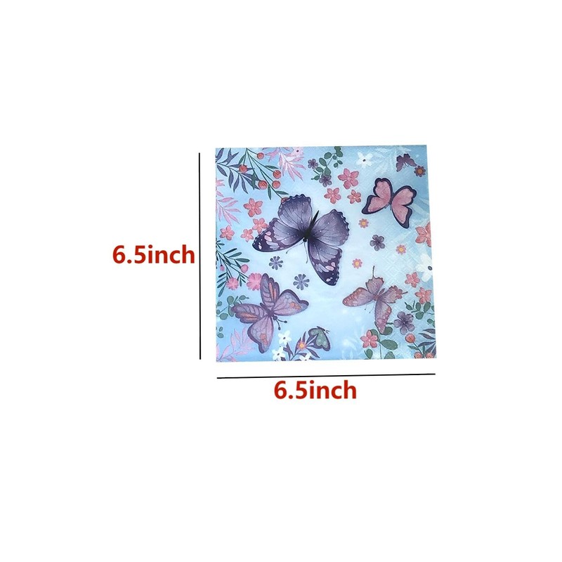 Butterfly Napkins Paper Blue Butterfly and Flower Guest Towels Disposable