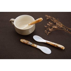 DUEBEL Set of 5 Pink Mother of Pearl MOP Caviar Spoons for Caviar, Egg, Icecream, Coffee Serving (Pink, 12.5x2.5cm)