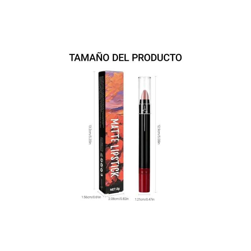 Erinde Lápiz Labial Mate, Lápiz Labial De Larga Duración, D04