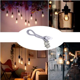 Pendant Light Kit with Dimmer Switch 15 Feet Hanging Lamp Cord Set Plug in Edison Light Bulb Socket Rope for E26 E27 DIY Swag Light Fixtures (1 Pack, White)
