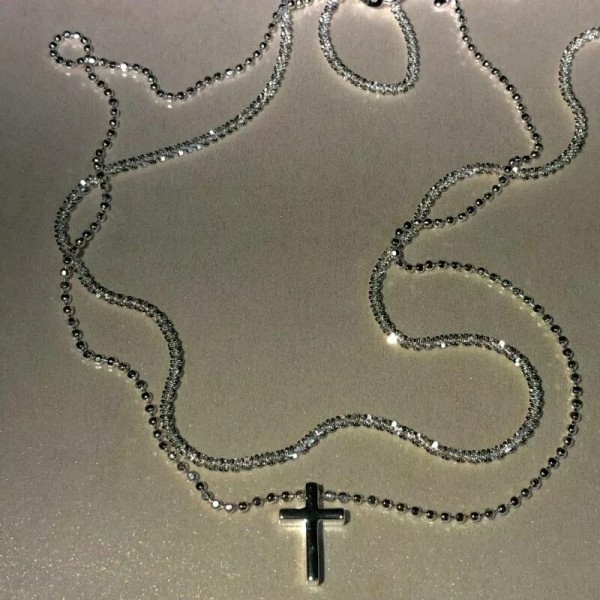 EPIC VAULT-Charm 925 Silver Corss Gypsophila Sparkling Necklace Clavicle