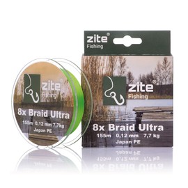 Zite Fishing Round Braided Fishing Line 8-Way Japan PE - 0.12 mm Braided Line Spin Fishing Perch & Zander - Zander Line 155 m Chartreuse