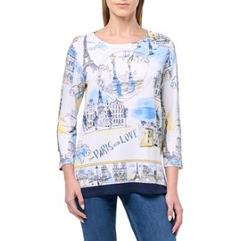 MULTIPLES Women's Three Quarters Sleeve Scoop Neck Top, Multi