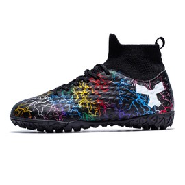 Alekaor Boys Girls Soccer Cleats Kids Football Cleats Youth Soccer Shoes Indoor Turf Soccer Shoes Black,13