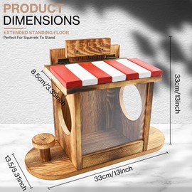 Squirrel Feeder Squirrel Picnic Table Feeder Garden Decoration Squirrel Feeders for Outside Winter Wooden Squirrel Feeder Easy to Fill with Removable Front Pane Chipmunk Feeder with an Open Roof