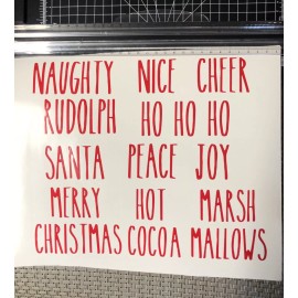 Handmade Sheet of 11 Christmas Word Vinyl Decals Ornaments, Mugs / D.I.Y, Small. Rae Dunn