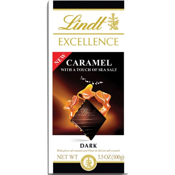 Lindt Excellence Bar, Caramel with Sea Salt & Dark Chocolate, 3.5-Ounce (Pack of 12)