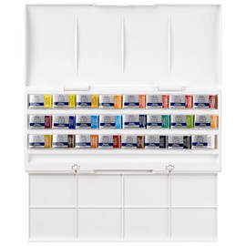 Winsor & Newton 90533 Cotman Water Colour Paint Studio Set, Set of 24, Whole Pans