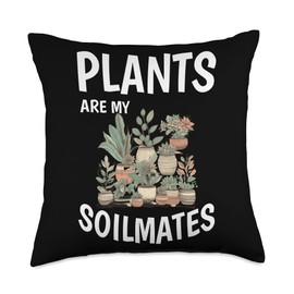 Plants Are My Soil Mates Throw Pillow, 18x18, Multicolor