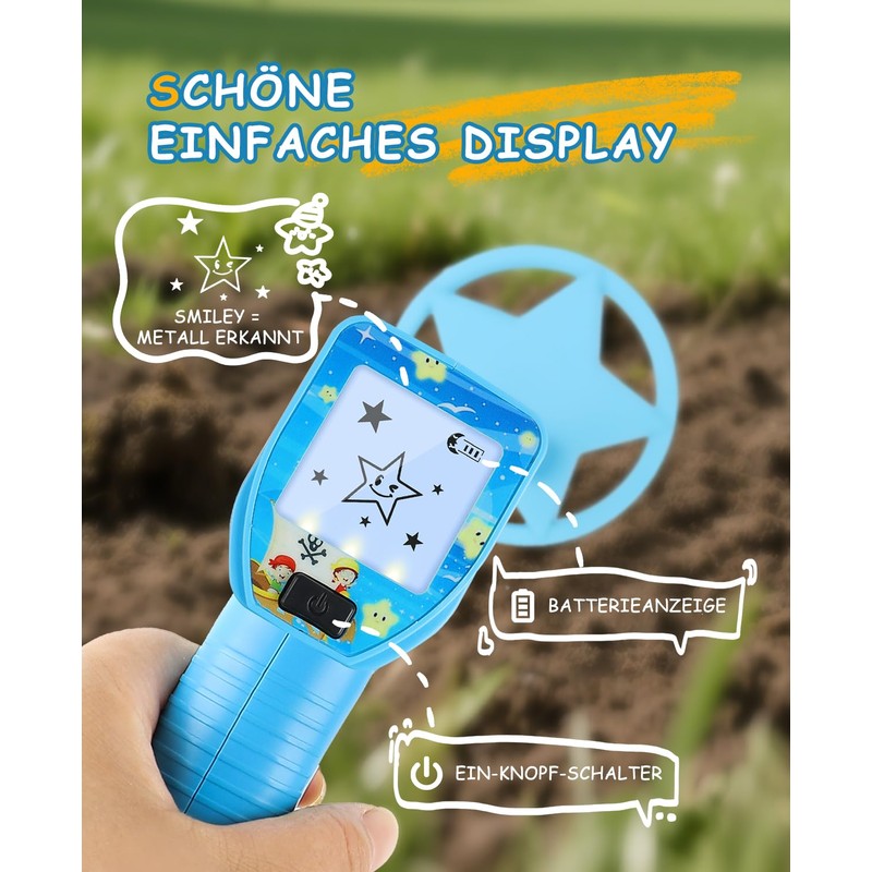 Children's Metal Detector, 62-85 cm, Portable Metal Detector with Funny