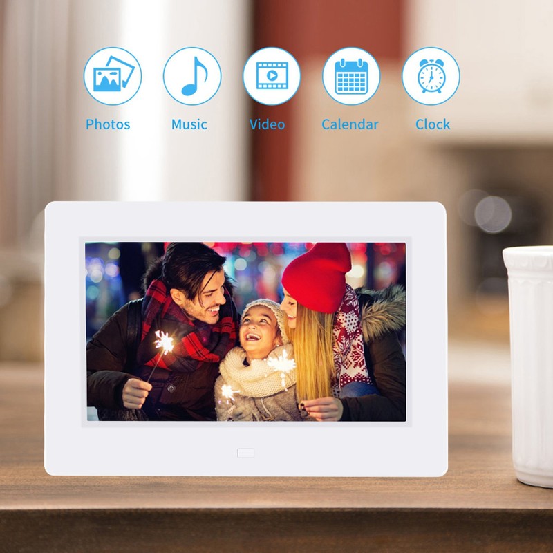 7Inch 1024*600HD Digital Photo Picture Frame Alarm Clock Player Album
