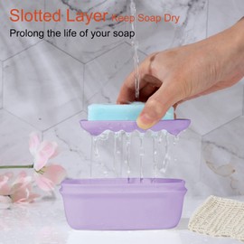 Quatish 2 Pack Travel Soap Container, Portable Soap Holder with Lid, Travel Bar Soap Holder, Soap Case for Camping Gym Travel, Soap Box for Bathroom,Purple