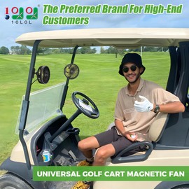 10L0L Golf Cart Universal Fan with Magnetic Bracket, 3 Speed Settings USB Powered Fan for Office Car Golf Cart with Magnetic Bracket (2 Sets)