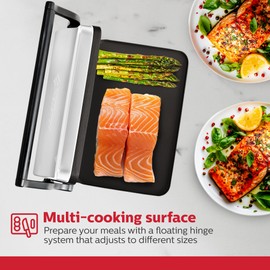 Holstein Housewares Electric Griddle for Toasting Sandwiches, Various Snacks - Black/Stainless Steel (260 x 170mm)