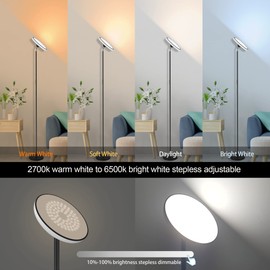 WOWLUMEN UFO Floor Lamp 71in, Upgraded 42W 3700LM LED Torchiere Floor Lamps for Living Room, Modern Tall Bright Standing Light with Remote, Dimmable Sky Light,1/2/3H Timer for Bedroom,Office(Black)