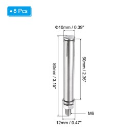 PATIKIL M6 x 80mm Expansion Bolts, 8Pcs 304 Stainless Steel Expansion Screw Bolts Sleeve Anchoring Fastener for Wall Concrete Brick Wall Drywall Air Conditioner, Silver